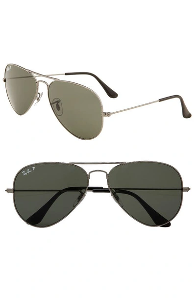 Ray Ban Original 58mm Aviator Sunglasses In Lite Pewter