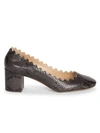 CHLOÉ WOMEN'S LAUREN PYTHON-EMBOSSED LEATHER PUMPS,0400010807772