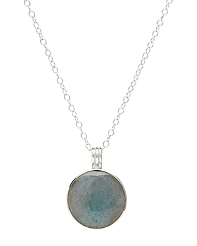 Anna Beck Large Round Pendant Necklace In 18k Gold-plated Sterling Silver Or Sterling Silver, 30 In Silver/ Labradorite