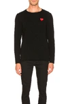 Comme Des Garçons Play Black Layered Double Heart Long Sleeve T-shirt