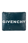 GIVENCHY GIVENCHY GRAFFITI LOGO LARGE POUCH IN OIL BLUE,GIVE-MY168