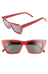 Saint Laurent Cat-eye Acetate Sunglasses In Shiny Red/ Grey Solid