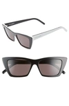 Saint Laurent Cat-eye Two-tone Acetate Sunglasses In Bilayer Black / White/ Grey