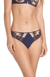 Simone Perele 'saga' Embroidered Thong In Navy