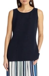 Lafayette 148 Ruthie Sleeveless High-low Hem Silk Blouse In Ink