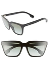 BURBERRY 40MM SQUARE SUNGLASSES - BLACK/ GREEN GRADIENT,BE427940-Y