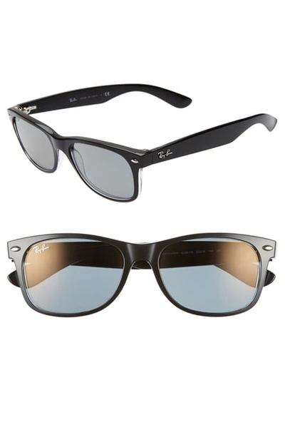 Ray Ban 'new Wayfarer' 55mm Sunglasses - Transparent Black Mirror In Black Matte / Blue