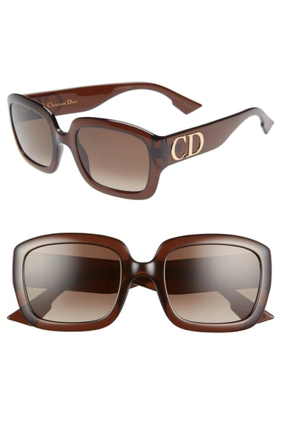 Dior 54mm Gradient Square Sunglasses - Brown