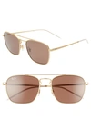 Ray Ban 55mm Navigator Sunglasses In Dark Brown Classic