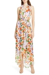 ALICE AND OLIVIA EVELIA ASYMMETRICAL RUFFLE MAXI DRESS,CC904B45529