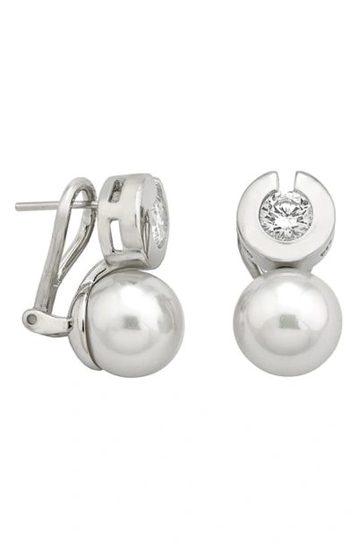 Majorica Sterling Silver Imitation Pearl & Crystal Drop Earrings