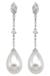 MAJORICA SIMULATED PEARL & CUBIC ZIRCONIA DROP EARRINGS,OME15905SPW