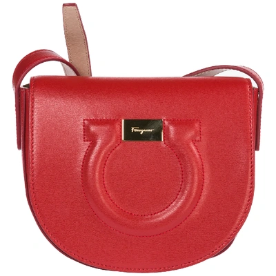 Ferragamo Women's Leather Cross-body Messenger Shoulder Bag In Red