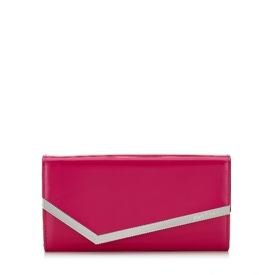 Jimmy Choo Emmie Hot Pink Patent And Suede Clutch Bag