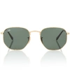 Ray Ban Rb3548n Metal Crystal Hexagonal-frame Sunglasses In Gold