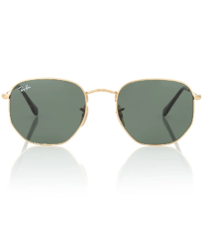 Ray Ban Rb3548n Metal Crystal Hexagonal-frame Sunglasses In Gold