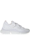 CHLOÉ SONNIE WHITE LEATHER & SUEDE SNEAKERS,10909405