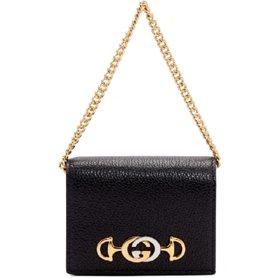 Gucci 655 Leather Wallet On A Chain In Black