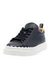 Chloé Lauren Low-top Leather Sneakers In Black