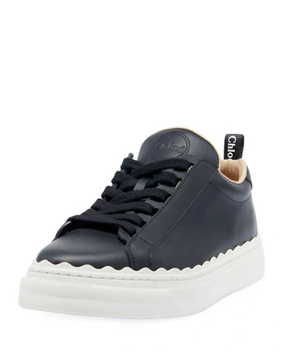Chloé Lauren Low-top Leather Sneakers In Black