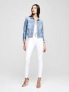 L Agence Janelle Slim-fit Raw-edge Denim Jacket In Blue Cloud