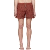 MISSONI MISSONI RED AND BLACK EMBROIDERED PATCH SWIM SHORTS