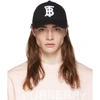 Burberry Black Jersey Baseball Cap In Black,white