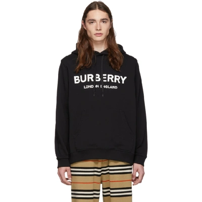 Burberry Black Lexstone Logo Hoodie In Black/white