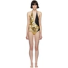 GUCCI GUCCI GOLD AND BLACK ONE-PIECE SWIMSUIT