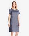 ANN TAYLOR TALL EMBROIDERED CHAMBRAY SHIFT DRESS,503231