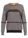 BRUNELLO CUCINELLI Stripe Woven Virgin Wool, Cashmere & Silk Sweater