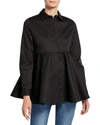 CO TIERED BUTTON-FRONT BLOUSE,PROD141610505