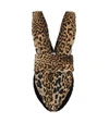 SAINT LAURENT LEOPARD SILK BODYSUIT,P00373466