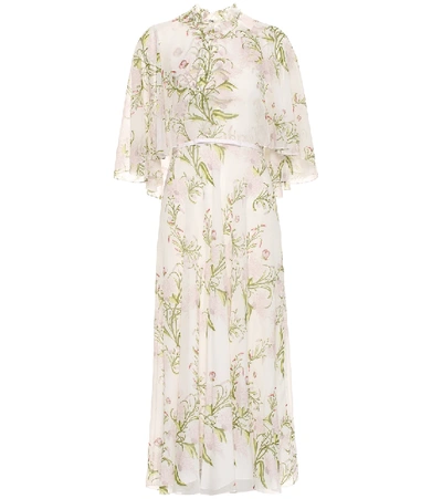 Giambattista Valli Floral-print Caplet Silk Dress In White
