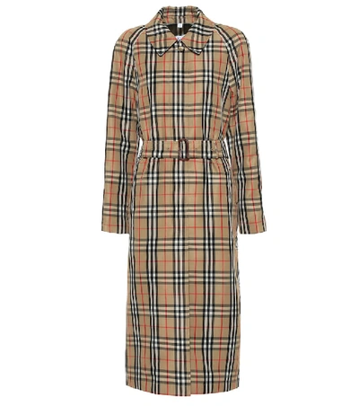 Burberry Vintage Check Silk Tie-waist Shirt Dress In Beige,black