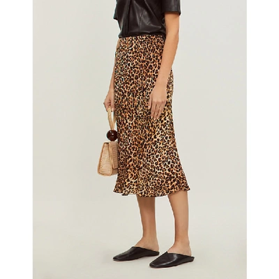 Nanushka Zarina Leopard-print Stretch Plissé-jersey Midi Skirt In Ocelot