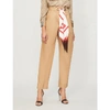 BURBERRY SCARF-BELT TAPERED COTTON TROUSERS