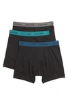 Calvin Klein Men's Cotton Stretch Boxer Briefs 3-pack Nu2666 In Black/ Grey/ Blue/ Raleigh