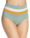 L*space Portia Reversible High Waist Bikini Bottoms In Cream Bronze & Reef Green