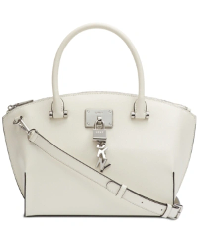 Dkny Elissa Top-zip Pebble Satchel, Created For Macy's In White/silver