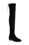 Stuart Weitzman Lowland Suede Over-the-knee Boots In Black Stretch Suede