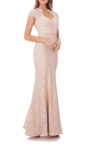 Js Collections Sweetheart Lace Mermaid Gown In Blush