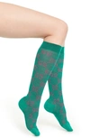 Gucci Green And Pink Logo Lurex Cotton Blend Socks In Emerald/ Pink