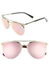 VERSACE 57MM MIRRORED SEMI-RIMLESS SUNGLASSES - PALE GOLD/ PINK,VE218157-Z