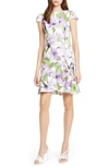 ALICE AND OLIVIA KIRBY RUFFLE HEM CAP SLEEVE STRETCH COTTON DRESS,CC904P64556