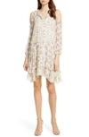 ALICE AND OLIVIA GLYNDA FLORAL RUFFLE COLD SHOULDER DRESS,CC904P78511