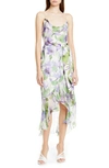 ALICE AND OLIVIA TEVI FLORAL COWL NECK HIGH/LOW DRESS,CC904P93530