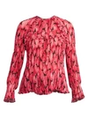 KENZO Ruffled & Pleated Floral Blouse