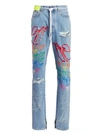 OFF-WHITE Multicolor Embroidered Denim Cargo Pants