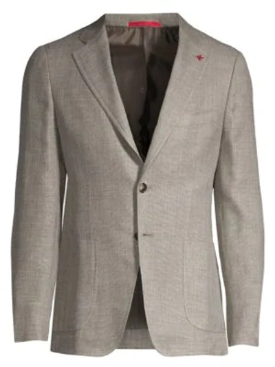 Isaia Men's Summertime Solid Wool, Silk & Linen Single-breasted Jacket In Light Brown
